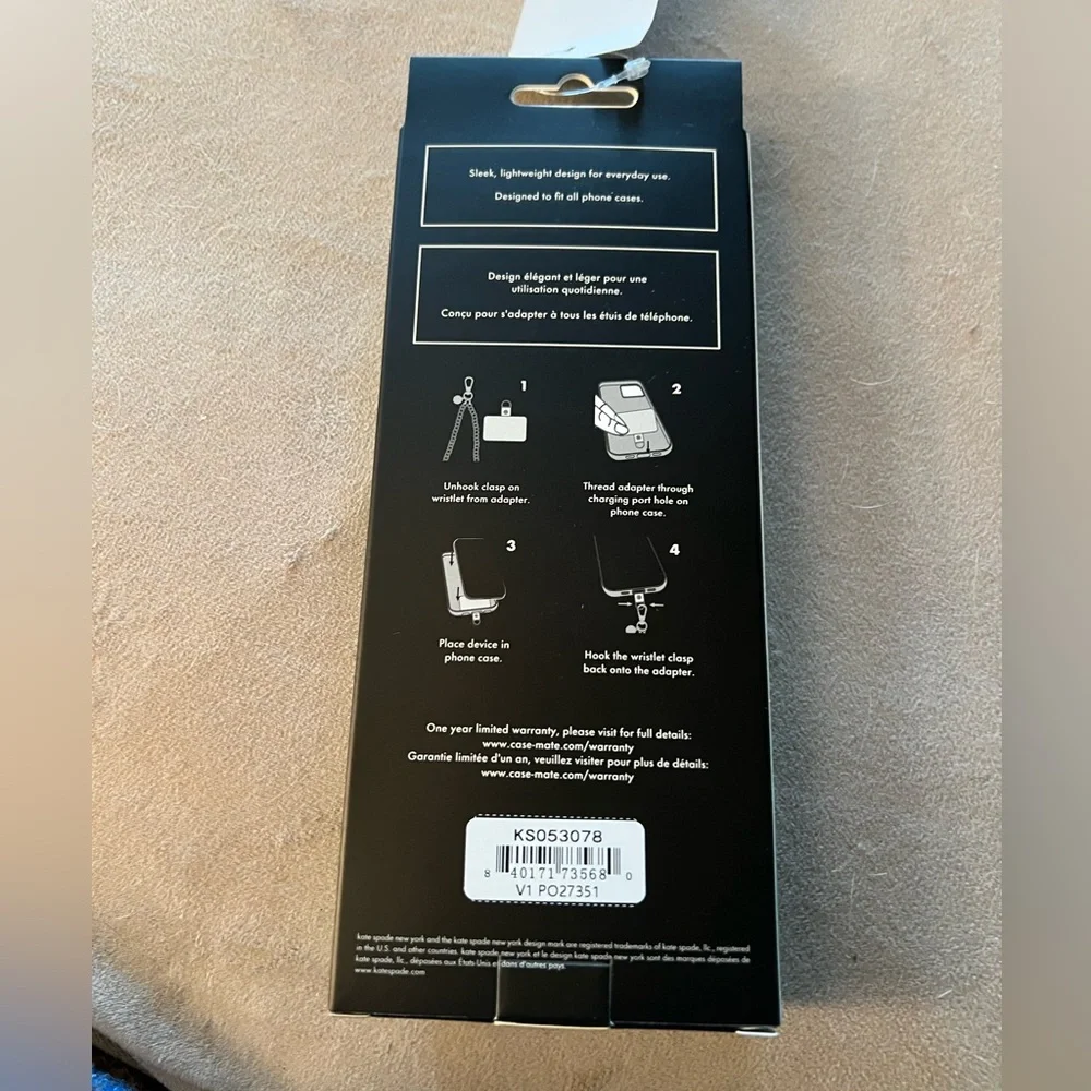 NIB Kate Spade Gold Gem Phone Charm